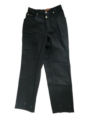Lawman Western Jeans Black High Waisted Gold Button Straight Leg Vintage Size 7